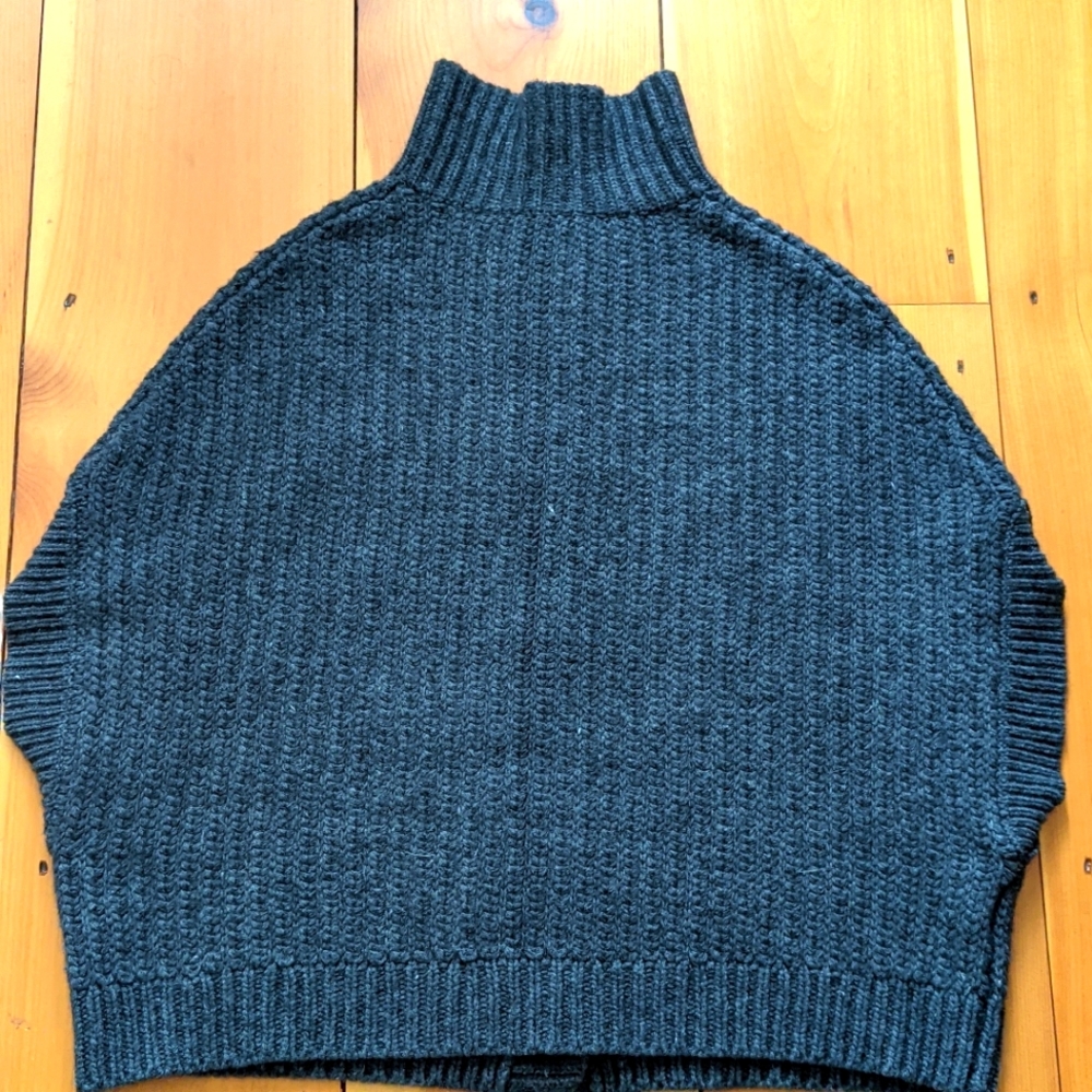 Boxy Garnet Hill Chunky wool rabbit hair Charcoal Gray Women's Cardigan Sweater - Picture 3 of 5